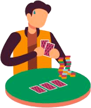 Man playing casino card game