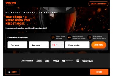 Nitro Casino - main page