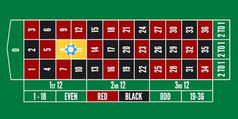 French roulette bet type - split/double