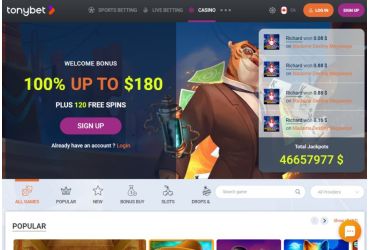 TonyBet casino - main page