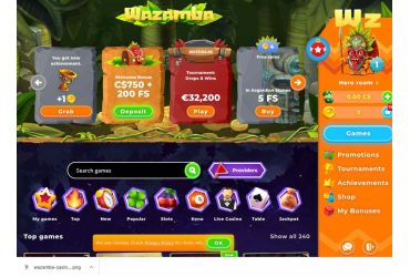 Wazamba casino – main page.